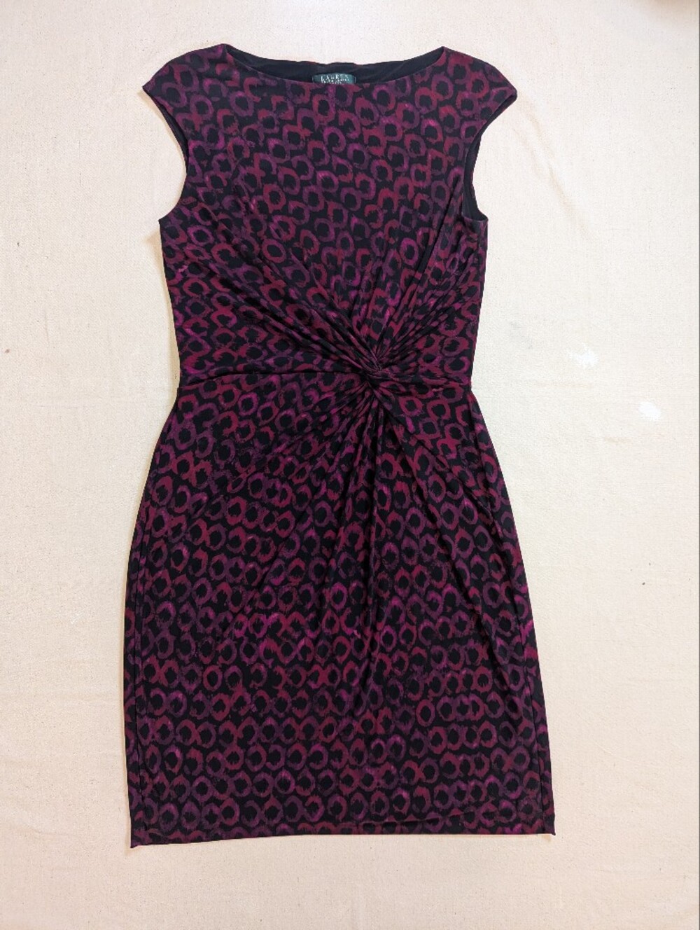 Lauren By Ralph Lauren Twist-Front Dress in Plum and Black